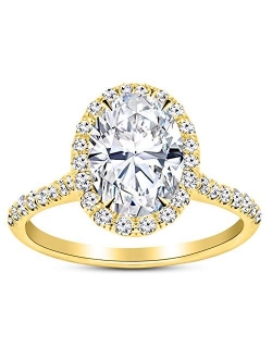 Houston Diamond District 14K White Gold 1.5 Carat LAB GROWN IGI CERTIFIED DIAMOND Halo Oval Cut Diamond Engagement Ring (I-J Color SI1-SI2 Clarity 1 Ct Center)