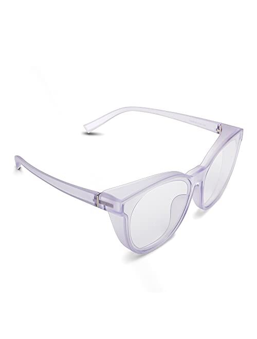 TOREGE Safety Glasses, Stylish Safety Goggles With Anti Fog And Anti Blue Light Lenses Can Be Worn Outside The Glasses, Is The Perfect Alternative To Ordinary Protective 