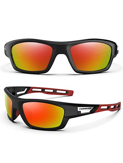 TOREGE Polarized Sports Sunglasses for Man Women Cycling Running Fishing Golf TR90 Unbreakable Frame TR07 Steath Man