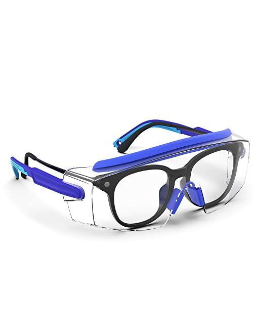 Torege Protective Glasses, Anti Fog Safety Glasses With Adjustable Frame And Temples,Fit Well Over Eyeglasses