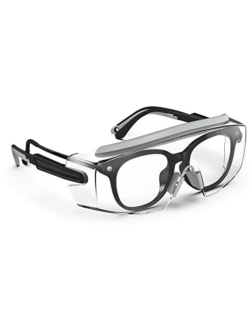 Torege Protective Glasses, Anti Fog Safety Glasses With Adjustable Frame And Temples,Fit Well Over Eyeglasses