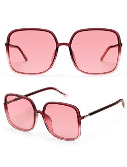 TOREGE Sunglasses for women Oversized Square Sunglasses Trendy Polarized Women's Sunglasses TR-C8