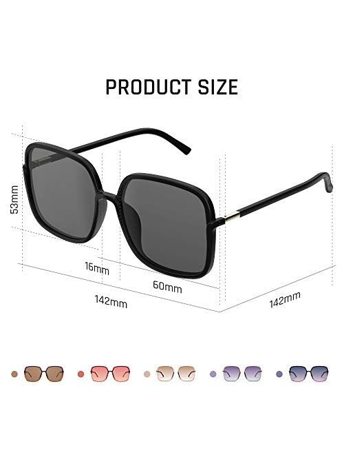 TOREGE Sunglasses for women Oversized Square Sunglasses Trendy Polarized Women's Sunglasses TR-C8