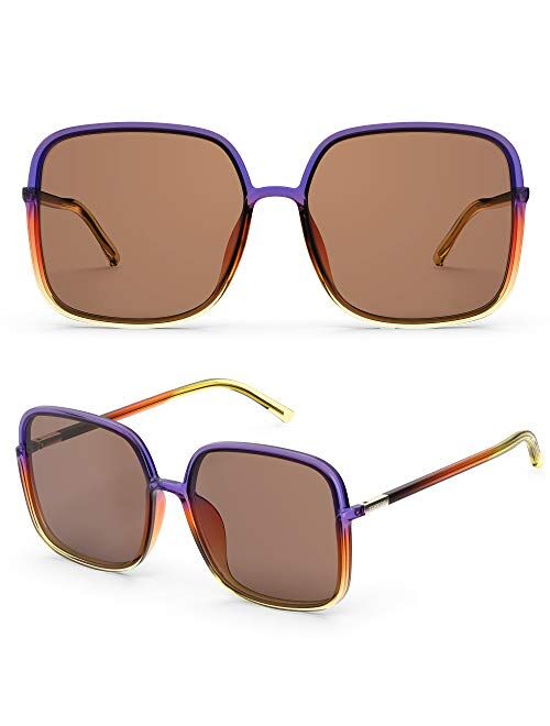 TOREGE Sunglasses for women Oversized Square Sunglasses Trendy Polarized Women's Sunglasses TR-C8