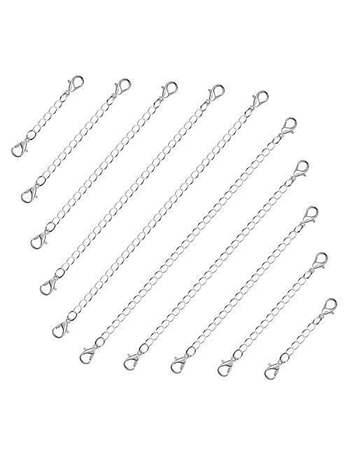 Anezus 10Pcs Necklace Extenders, Jewelry Extenders for Necklaces, Silver Bracelet Extender, Chain Extenders for Necklace, Bracelet and Jewelry Making (Assorted Sizes)