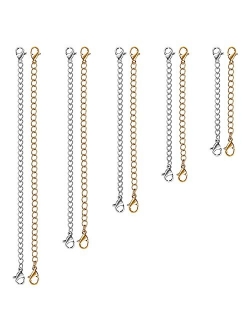 UUBAAR Necklace Extenders, Jewelry Chain Extenders for Necklaces, Double Lobster Clasp Bracelet Extender, Stainless Steel Necklace Extender, Length: 6" 5" 4" 3" 2"