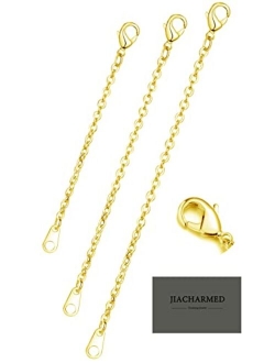 JIACHARMED Necklace Extender Delicate Necklace Extension Chain Set for Layering Necklaces, Necklace Extender 1"2" 3" 4" Inches with Durable Lobster Claw Clasp in White Go