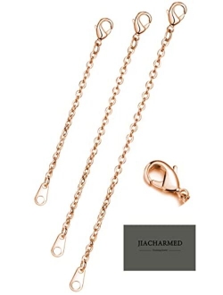 JIACHARMED Necklace Extender Delicate Necklace Extension Chain Set for Layering Necklaces, Necklace Extender 1"2" 3" 4" Inches with Durable Lobster Claw Clasp in White Go