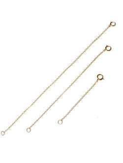 BENIQUE Necklace Extenders for Women- 14K Gold Filled Fine Chain, Dainty Durable Strong Removable, Made in USA, Set of 3