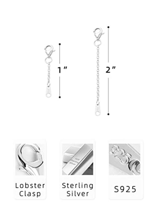 JOYKISS Necklace Extender Sterling Silver Necklace Extenders for Women Necklace Chain S925 Silver Extenders for Necklace Extender Sterling Extension Bracelet 1inch 2inch 