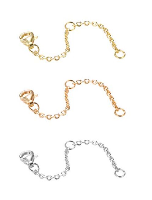 Milacolato 3 Pcs Sterling Silver Necklace Chain Extender in Gold, Rose Gold and Silver Lobster Clasp Bracelet Anklet Extenders Set Adjustable Length 2" 3" 4"