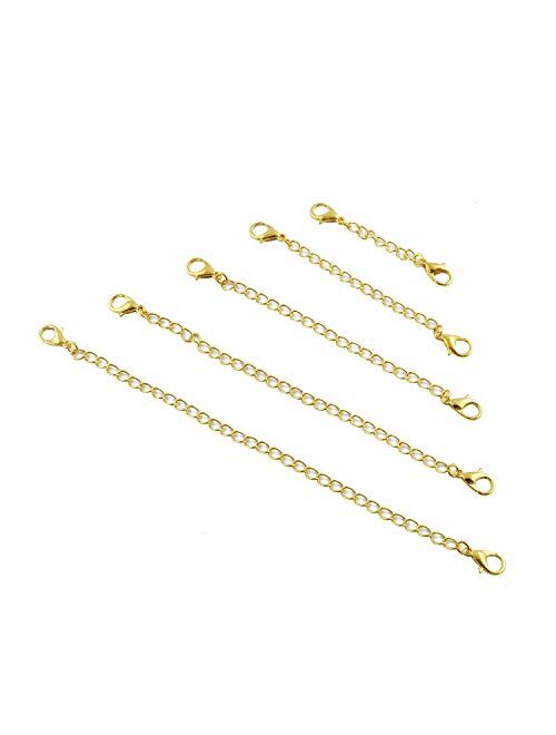 Youliang 5pcs Gold Extension Chain - Two End Buckle 2, 3, 4, 5, 6 Inch Necklace Extenders Chain Lobster Clasp Tail Chain for Necklace Bracelet DIY Jewelry Making