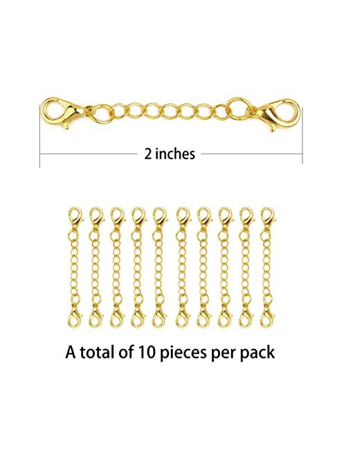 Tiparts 8 pcs Necklace Extender Bracelet Extender Gold Silver Chains Set with Lobster Clasps,Length: 6" 4" 3" 2"