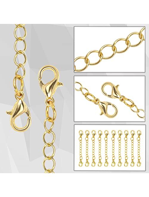 Tiparts 8 pcs Necklace Extender Bracelet Extender Gold Silver Chains Set with Lobster Clasps,Length: 6" 4" 3" 2"