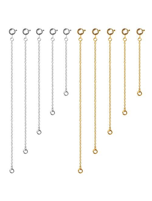 Naler Stainless Steel Necklace Bracelet Extender Chain Set for DIY Jewelry Making, 10 Pieces