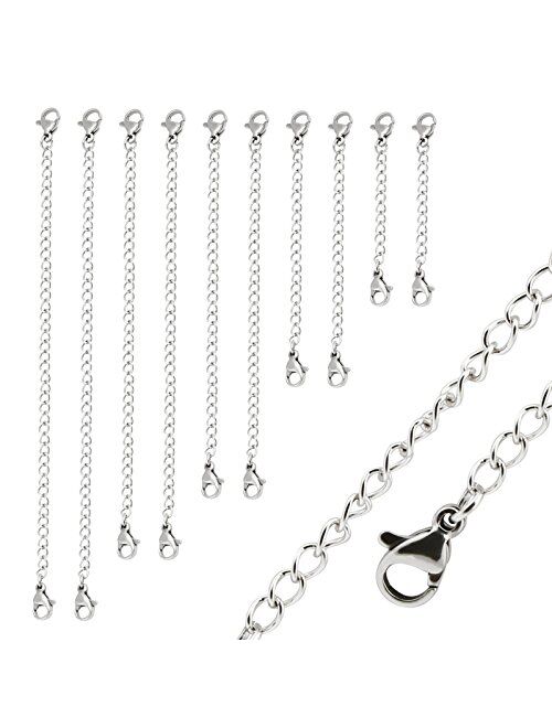 Naler Stainless Steel Necklace Bracelet Extender Chain Set for DIY Jewelry Making, 10 Pieces