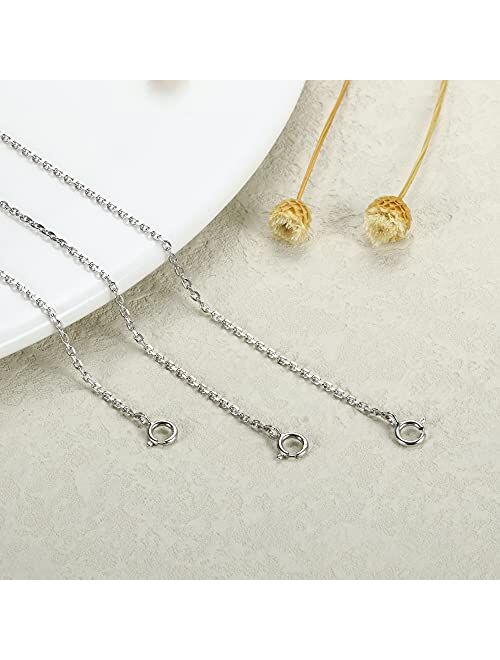 Milacolato 3Pcs Sterling Silver Necklace Extenders Delicate Necklace Extender Chain Set for Women 18K White Gold Plated Hypoallergenic Lightweight Extenders Necklace for 