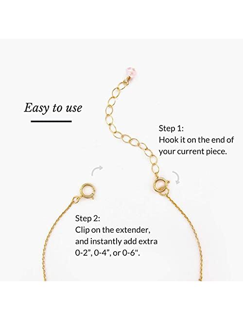 BENIQUE Necklace Bracelet Extenders for Women - 14K Gold Filled or Rose Gold Filled, Dainty Fine Chain, Fully Adjustable Durable Removable, Made in USA