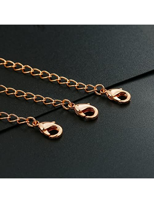 MEEDOZ Necklace Bracelet Extenders for Women Men, 3pcs Lobster Clasp Extension Chain Set for Bracelet Necklace Anklet and DIY Jewelry Making