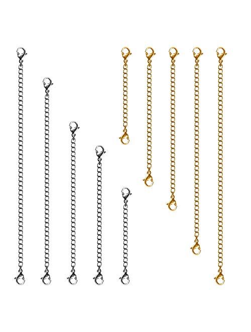 MENKEY Necklace Extenders, Stainless Steel Gold Silver Necklace Bracelet Anklet Extension Chains with Lobster Clasps and Closures for Jewelry Making