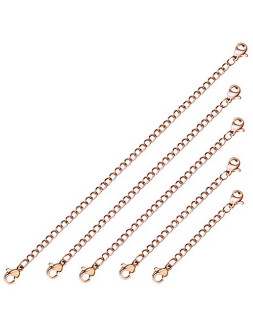 ORAZIO 5-10Pcs Stainless Steel Necklace Bracelet Extender Chain Set,2" 3" 4" 5" 6"