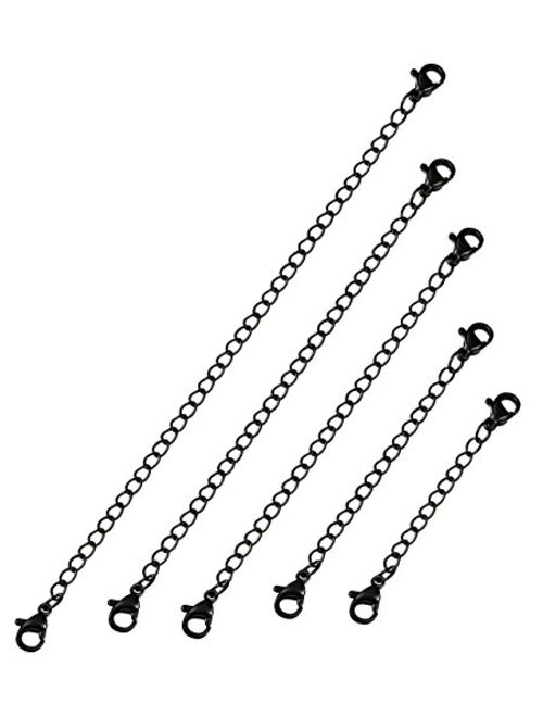 ORAZIO 5-10Pcs Stainless Steel Necklace Bracelet Extender Chain Set,2" 3" 4" 5" 6"