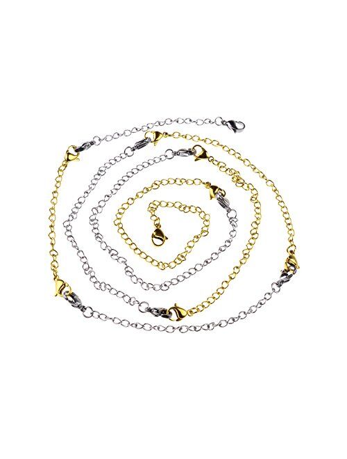 D-buy 8 Pieces Stainless Steel Necklace Extenders Bracelet Extenders Extender Chains Set of 4 Different Length: 6 inch 4 inch 3 inch 2 inch