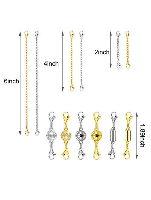 QUACOWW QACOWW 12 Pieces Necklace Extension Clasps Set, Chain Extenders for Necklace Bracelet Jewelry Making Supplies