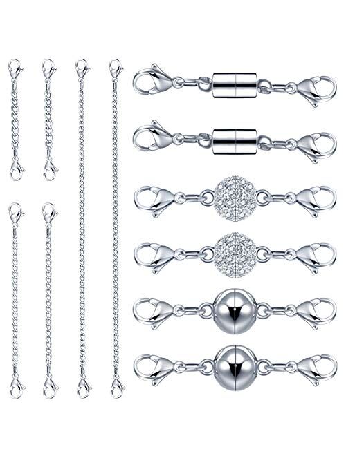 QUACOWW QACOWW 12 Pieces Necklace Extension Clasps Set, Chain Extenders for Necklace Bracelet Jewelry Making Supplies