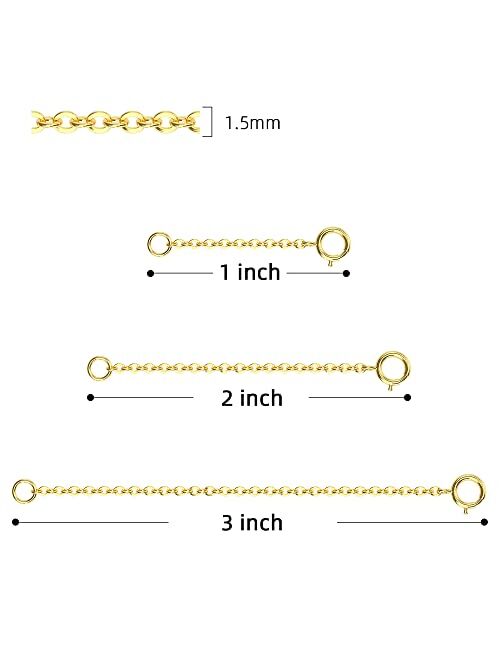 RINBOKIS Necklace Extenders Gold Necklace Extender Sterling Silver Extender Necklace Extenders for Women Necklace Extender Chain Silver Extenders for Necklace Bracelet Ex