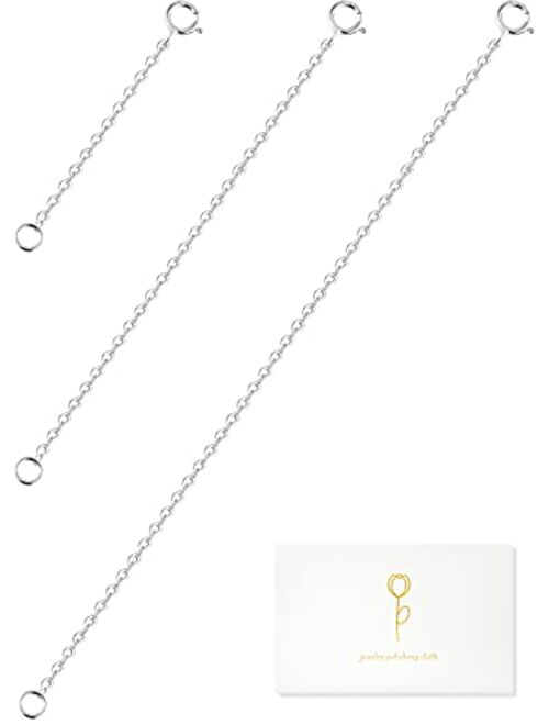 RINBOKIS Necklace Extenders Gold Necklace Extender Sterling Silver Extender Necklace Extenders for Women Necklace Extender Chain Silver Extenders for Necklace Bracelet Ex