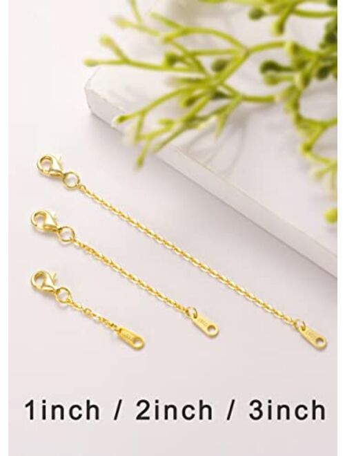 JOYKISS Necklace Extenders Gold Chain Extenders For Necklaces Extender S925 Sterling Silver Bracelet Extender Gold Necklace Extenders For Women Extender 1inch 2inch 3inch