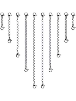 YGDZ 10 Pieces Necklace Extender, Stainless Steel Chain Extender Jewelry Necklace Bracelet Extender with Lobster Clasps for Jewelry Making, 5 Sizes(1 2 3 4 5)