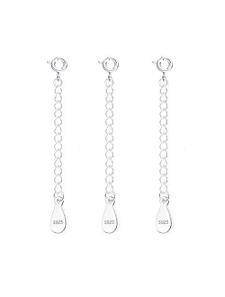 LANCHARMED 925 Sterling Silver Extension for Jewelry- Necklace Bracelet Anklet Extenders for Women (3 Pack 2 inch Extenders)