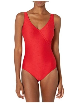 Gottex Women's Textured Surplice One Piece Swimsuit