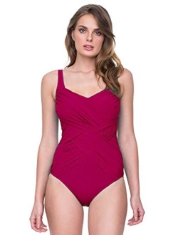 Gottex Women's Draped Panel Sweetheart Square Neck One Piece Swimsuit