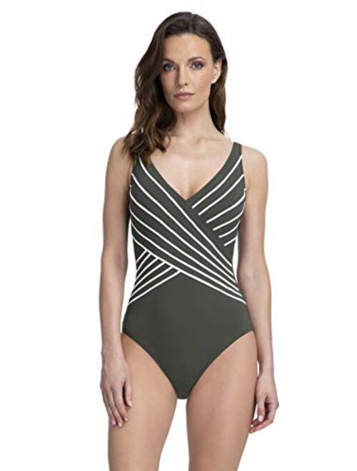 Gottex Swimwear Gottex Women's Piped Surplice One Piece Swimsuit