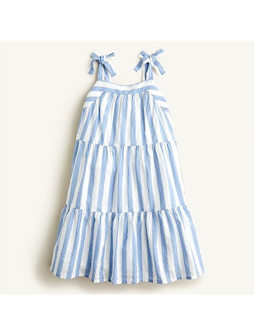 J.Crew Girls' tie-shoulder dress in shiny stripe