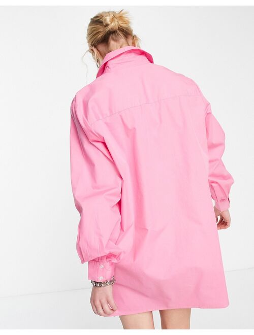 Only Exclusive mini shirt dress in pink