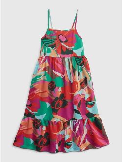 Kids Floral Tiered Tank Apron Neck Dress