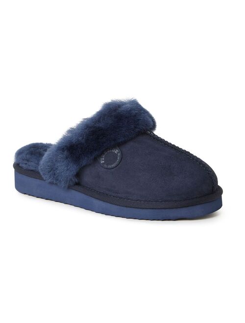 Dearfoams Women's Fireside Sydney Shearling Indoor/Outdoor Water Resistant Scuff Slipper, Wide Widths