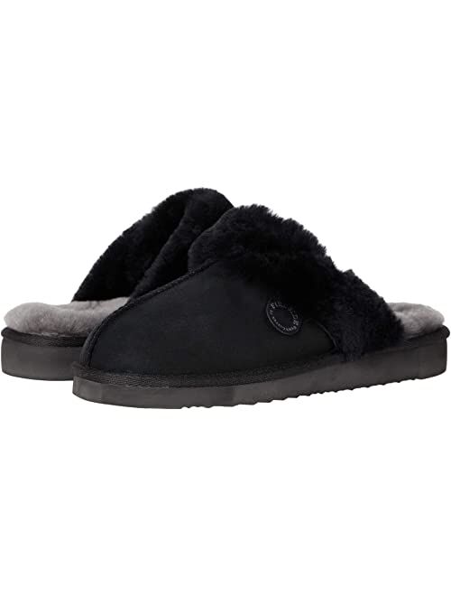 Dearfoams Women's Fireside Sydney Shearling Indoor/Outdoor Water Resistant Scuff Slipper, Wide Widths