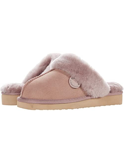 Dearfoams Women's Fireside Sydney Shearling Indoor/Outdoor Water Resistant Scuff Slipper, Wide Widths