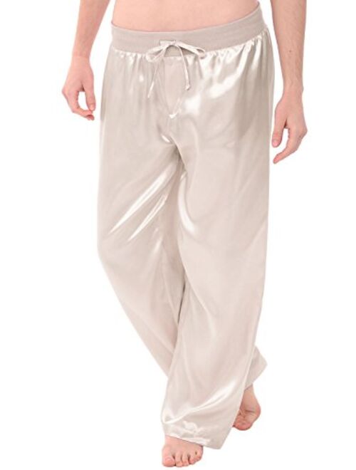 Alexander Del Rossa Womens Satin Solid and Printed Pajama Pants, Silky Pj Bottoms