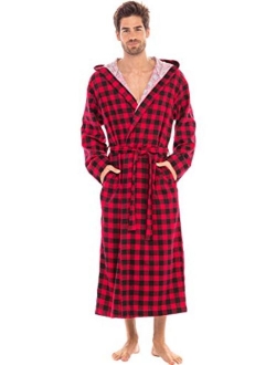 Men's Hooded Flannel Robe, Soft Cotton