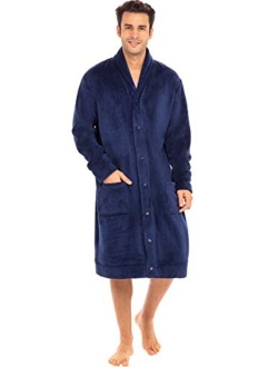 Men's Button-Up Fleece Robe, Housecoat, Fleece Jacket