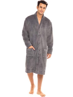 Men's Button-Up Fleece Robe, Housecoat, Fleece Jacket