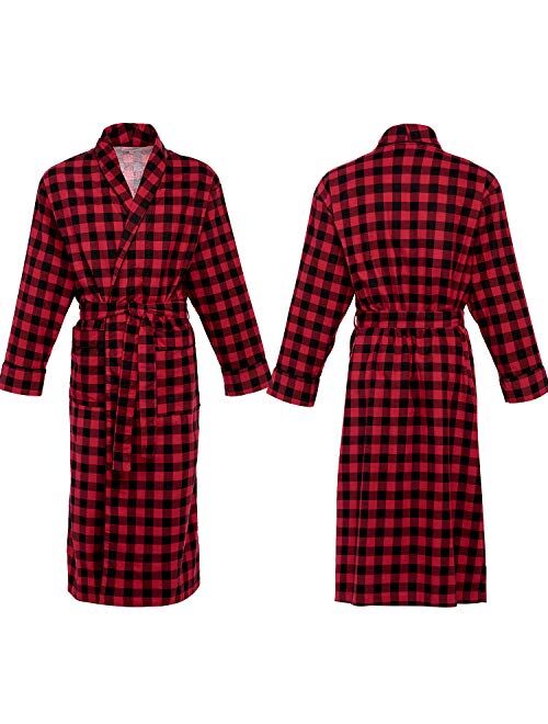 Alexander Del Rossa Men's Lightweight Flannel Robe, Soft Cotton