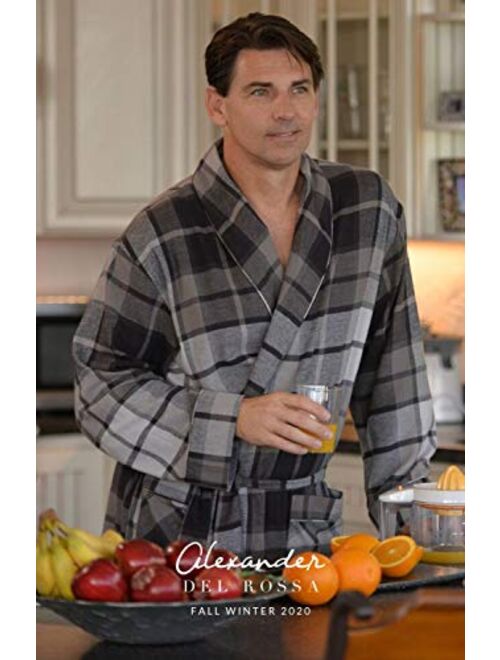 Alexander Del Rossa Men's Lightweight Flannel Robe, Soft Cotton