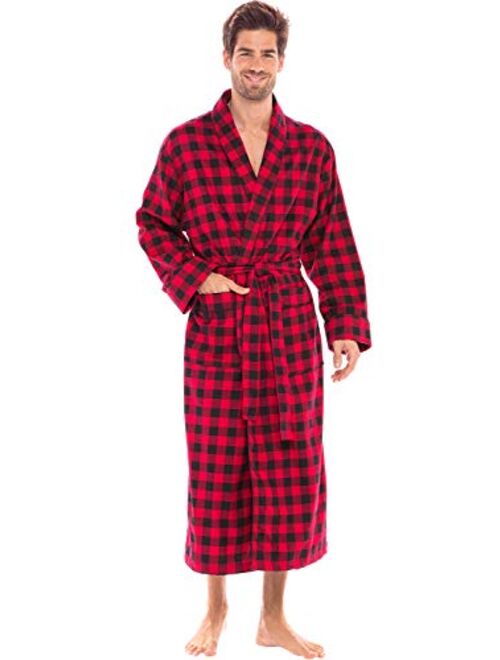 Alexander Del Rossa Men's Lightweight Flannel Robe, Soft Cotton